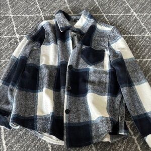 Plaid Jacket - Blue and White, super thick soft and cozy! no rips or tares!